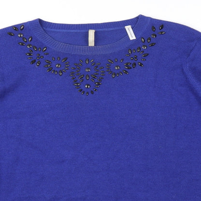 Anthology Womens Blue  Knit Pullover Jumper Size 12