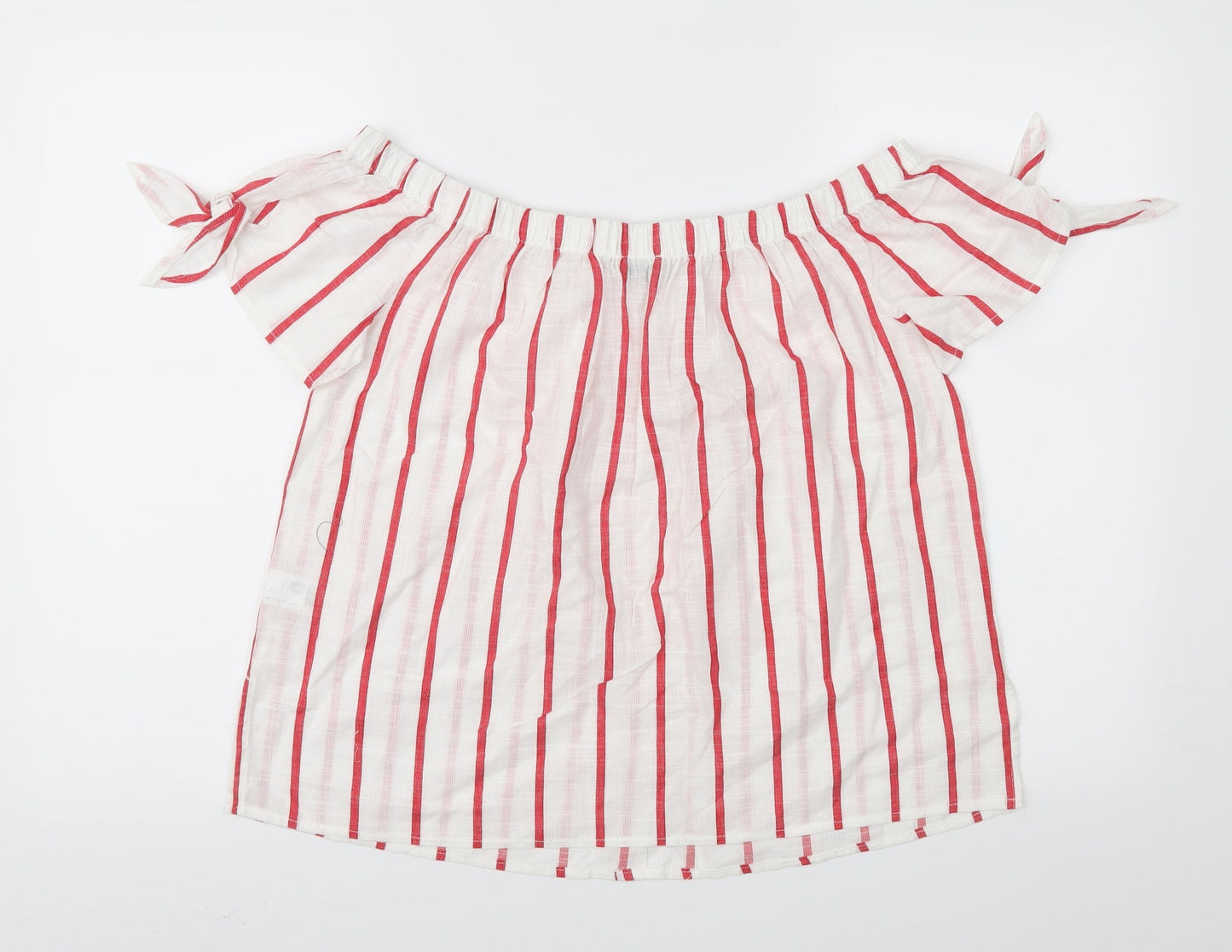 Papaya Womens White Striped  Basic Blouse Size 14