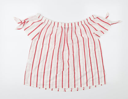 Papaya Womens White Striped  Basic Blouse Size 14