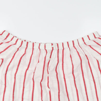 Papaya Womens White Striped  Basic Blouse Size 14