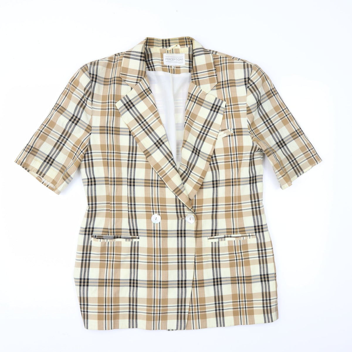 Perceptions Womens Brown Check  Jacket  Size 14
