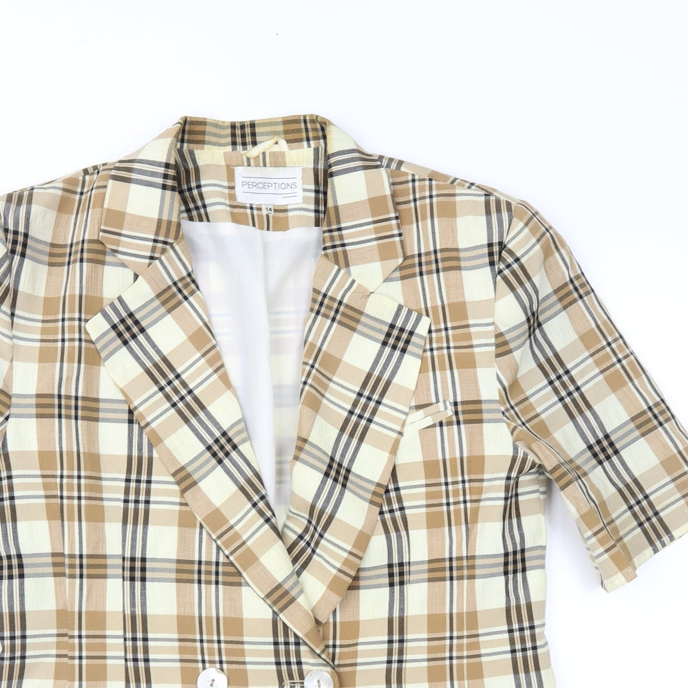 Perceptions Womens Brown Check  Jacket  Size 14