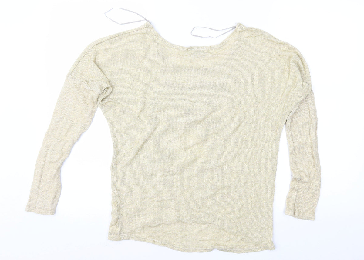 SHELIKES Womens Gold   Pullover Jumper Size S