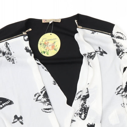 New Look Womens White Geometric  Jacket  Size 10
