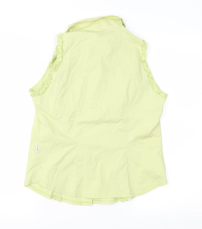 An Miss Club Womens Green   Basic Button-Up Size L