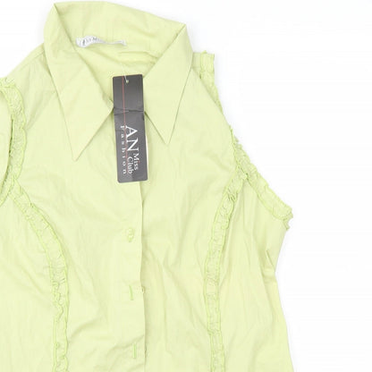 An Miss Club Womens Green   Basic Button-Up Size L