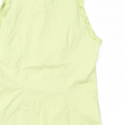 An Miss Club Womens Green   Basic Button-Up Size L