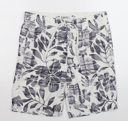 Cedar Wood State Mens White Floral  Cargo Shorts Size S