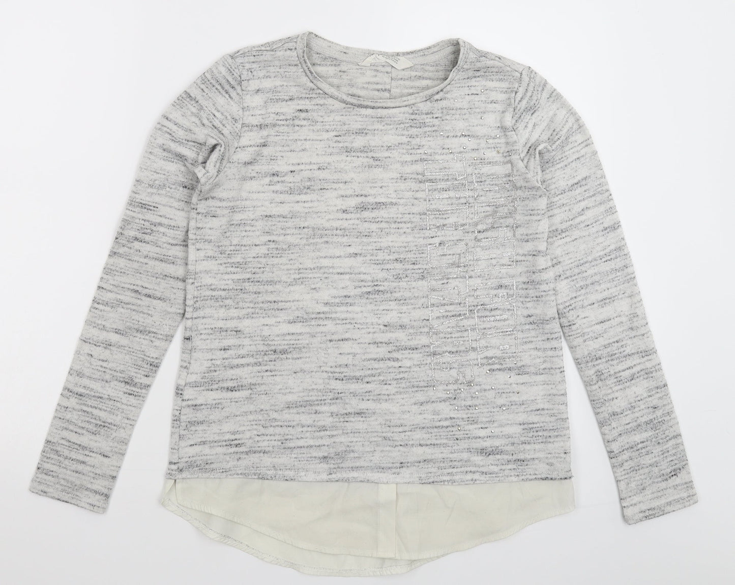 H&M Girls Grey  Knit Pullover Jumper Size 13-14 Years
