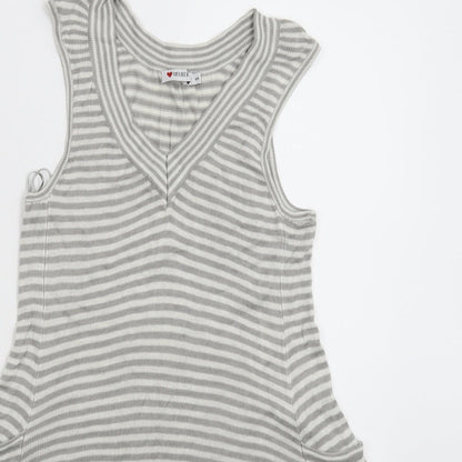 Influence Womens Grey Striped Knit Pullover Jumper Size S