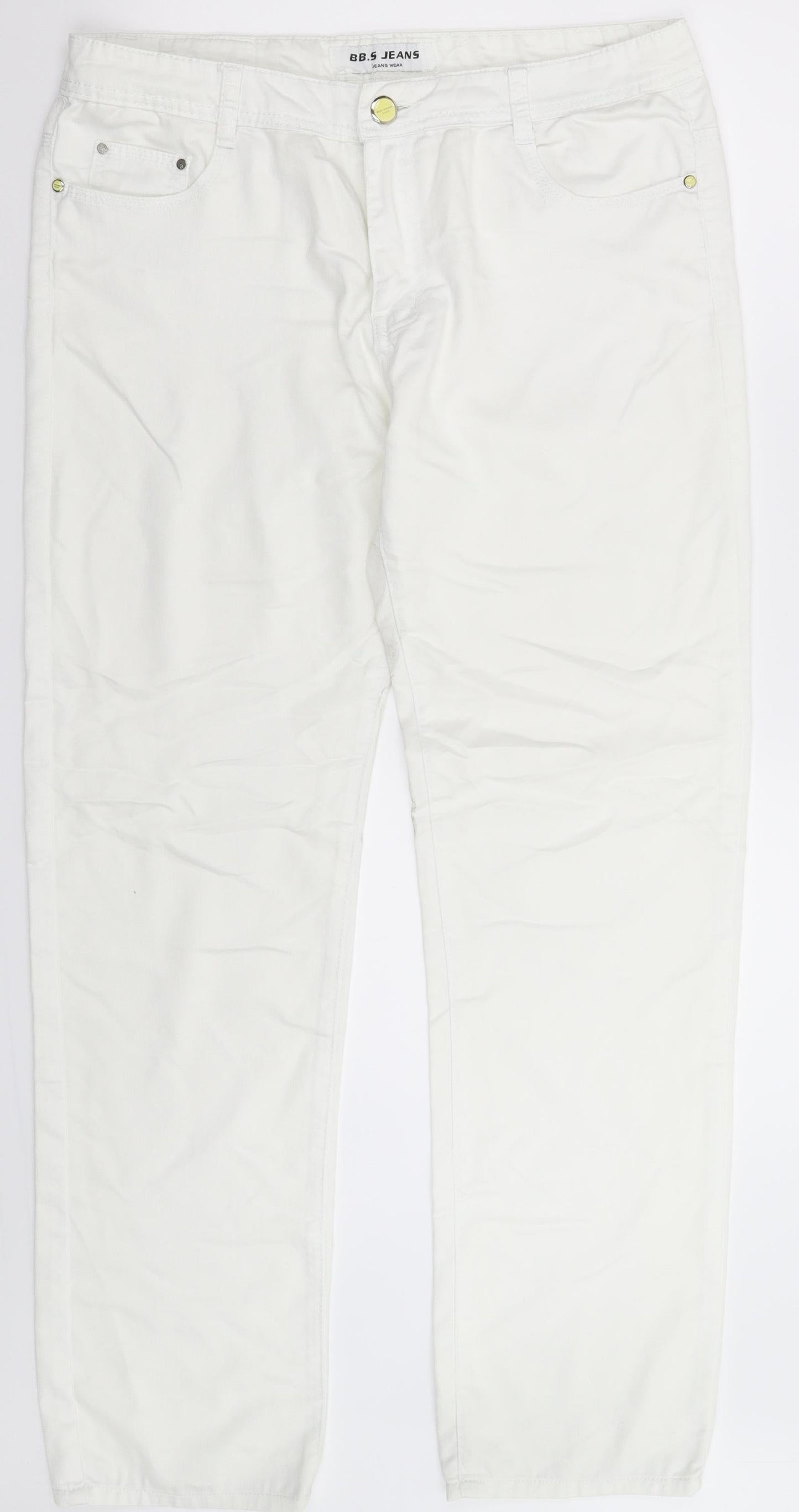 Best Fashion Womens White  Denim Straight Jeans Size 34 in L32 in