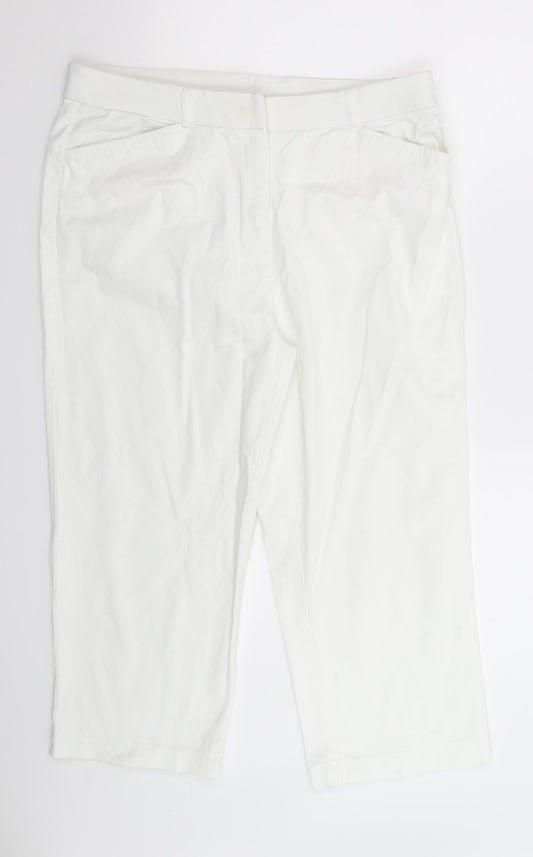 Bonmarché Womens White  Denim Cropped Jeans Size 14 L21 in