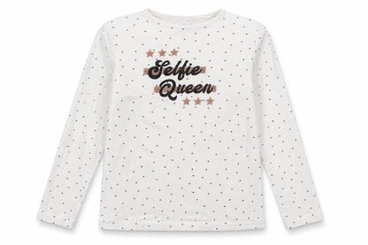 Primark Girls White Polka Dot  Basic T-Shirt Size 10-11 Years  - Selfie Queen
