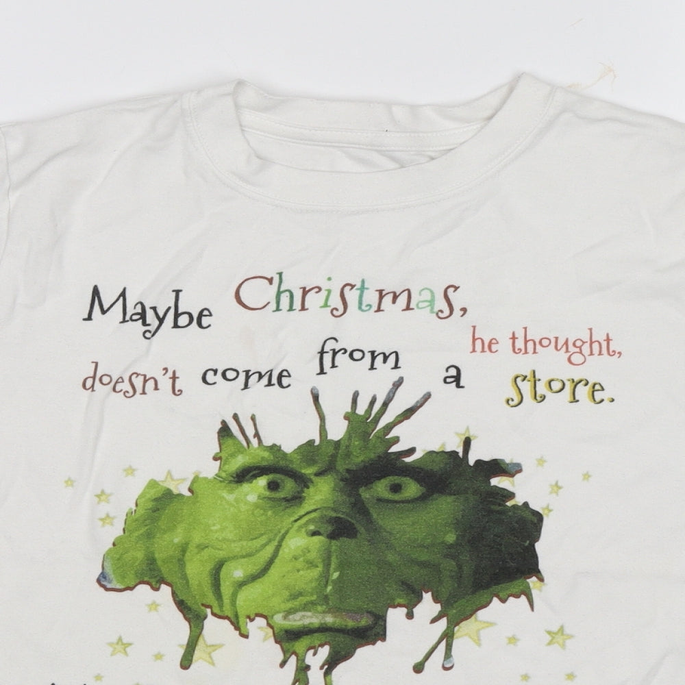 Preworn Boys White   Basic T-Shirt Size 9-10 Years  - Christmas