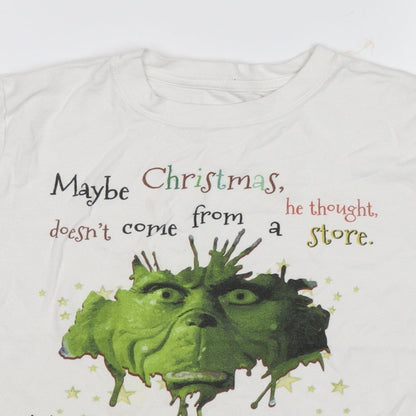 Preworn Boys White   Basic T-Shirt Size 9-10 Years  - Christmas