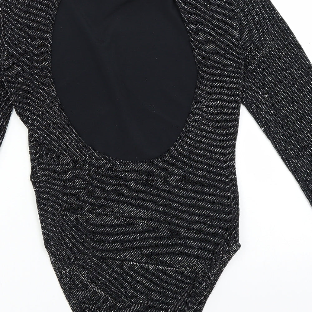 H&M Womens Black   Bodysuit One-Piece Size M  - Sparkly open back