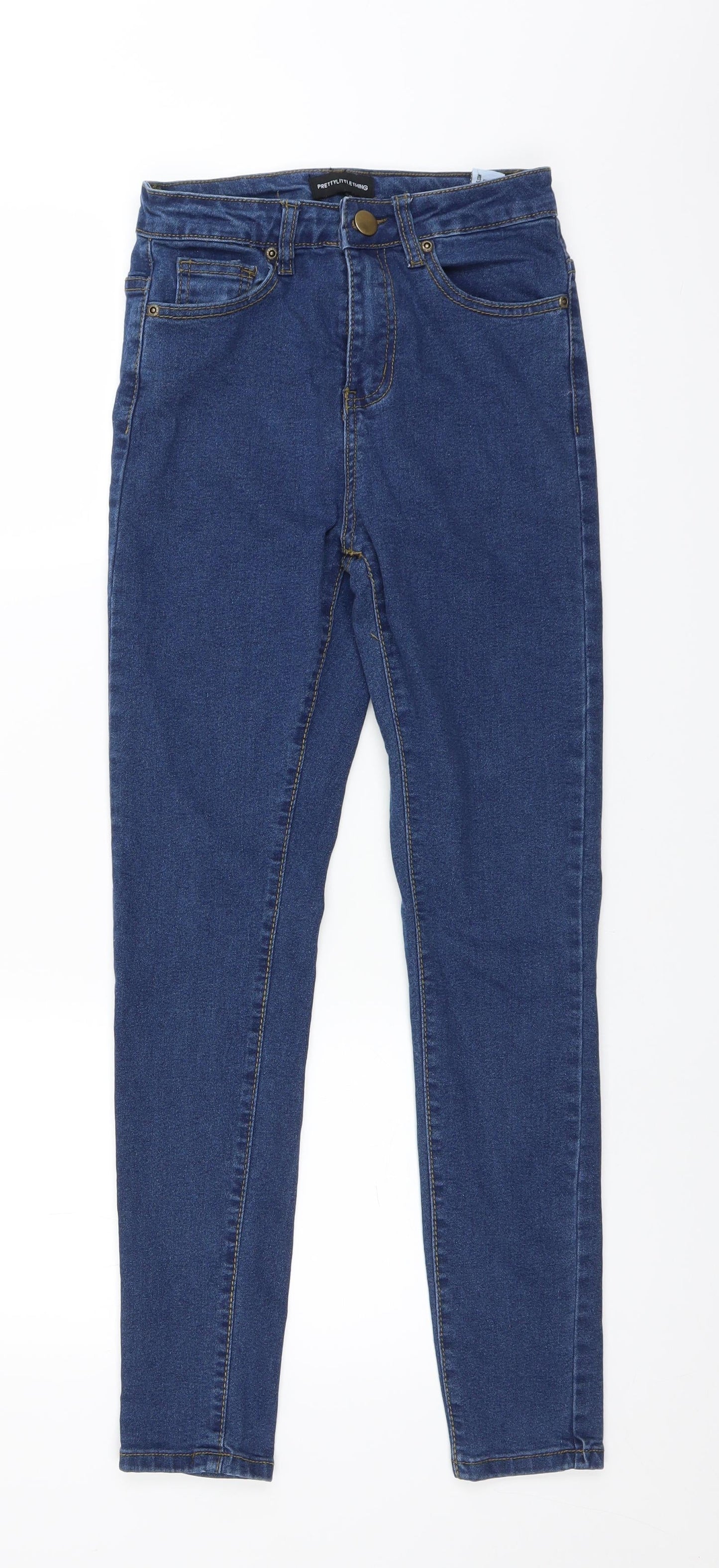 PRETTYLITTLETHING Womens Blue  Denim Straight Jeans Size 6 L27 in