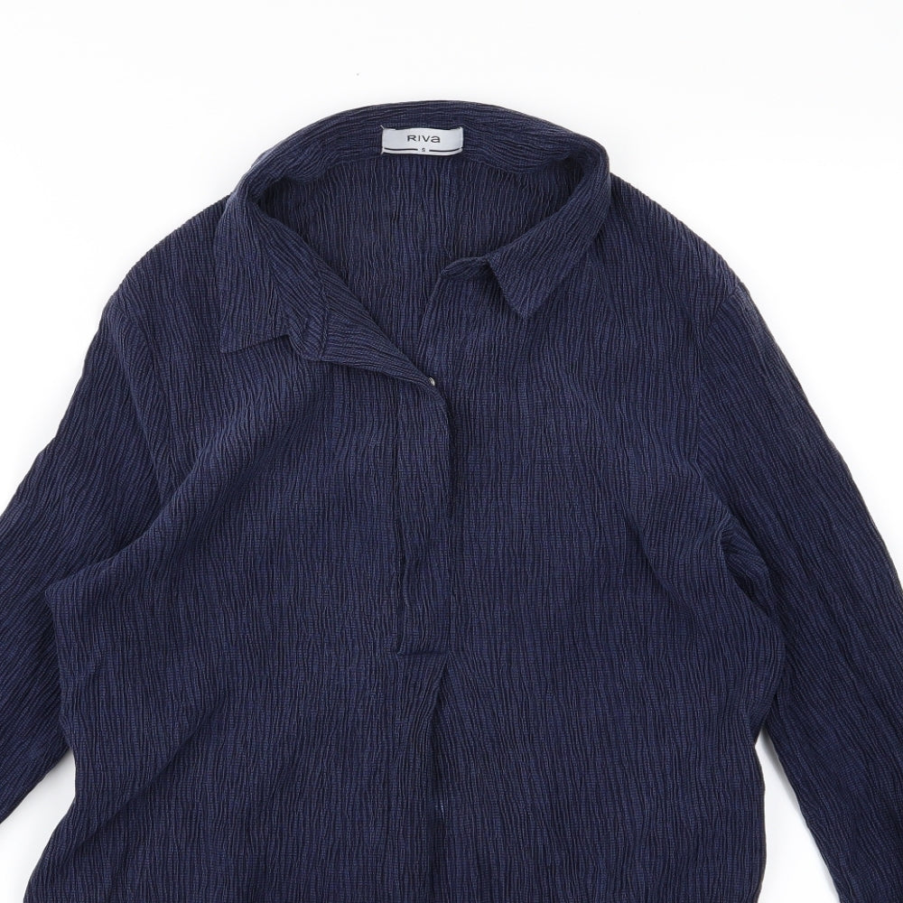 riva Womens Blue   Basic Button-Up Size S