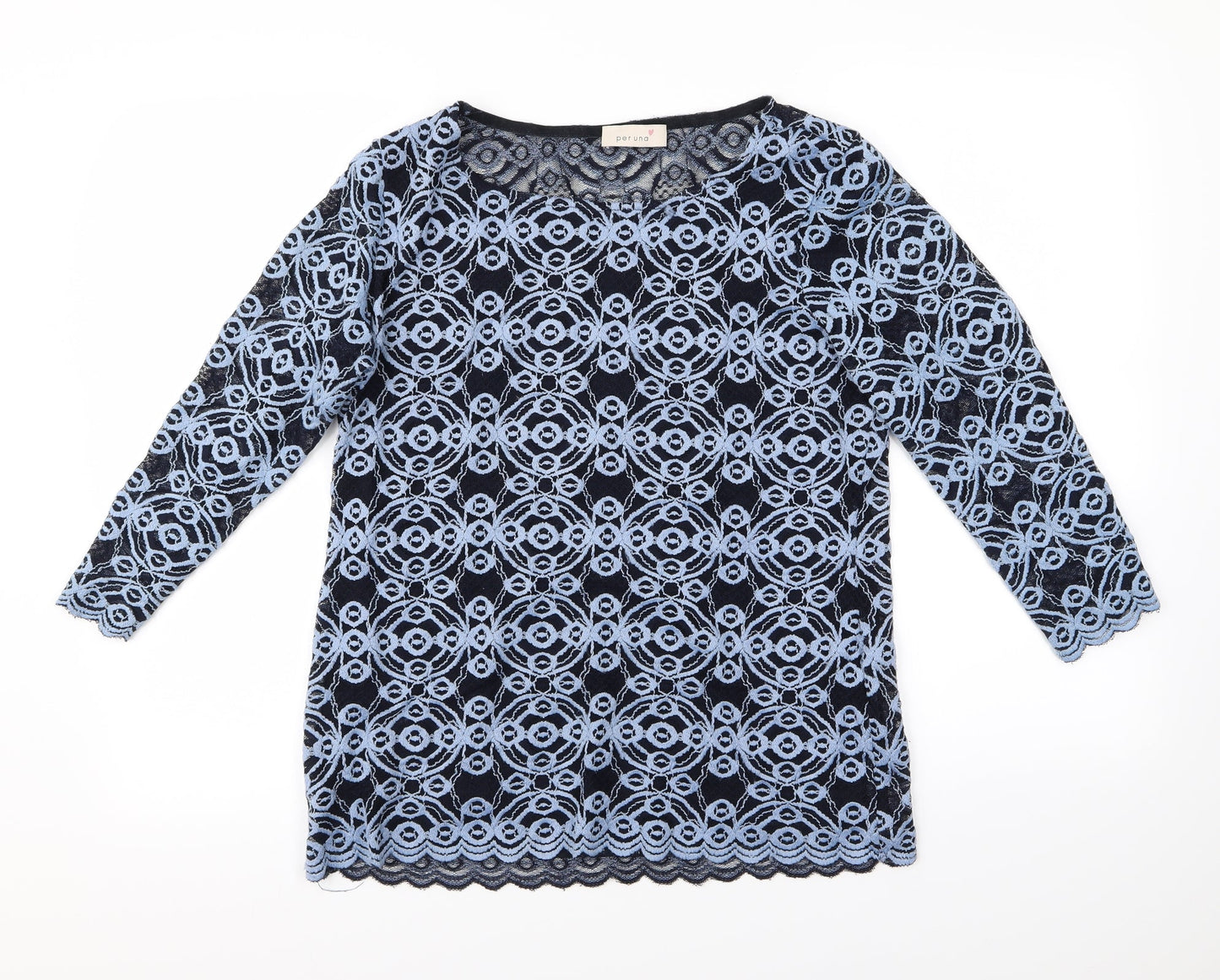 peruna Womens Blue Floral  Cardigan Jumper Size 14