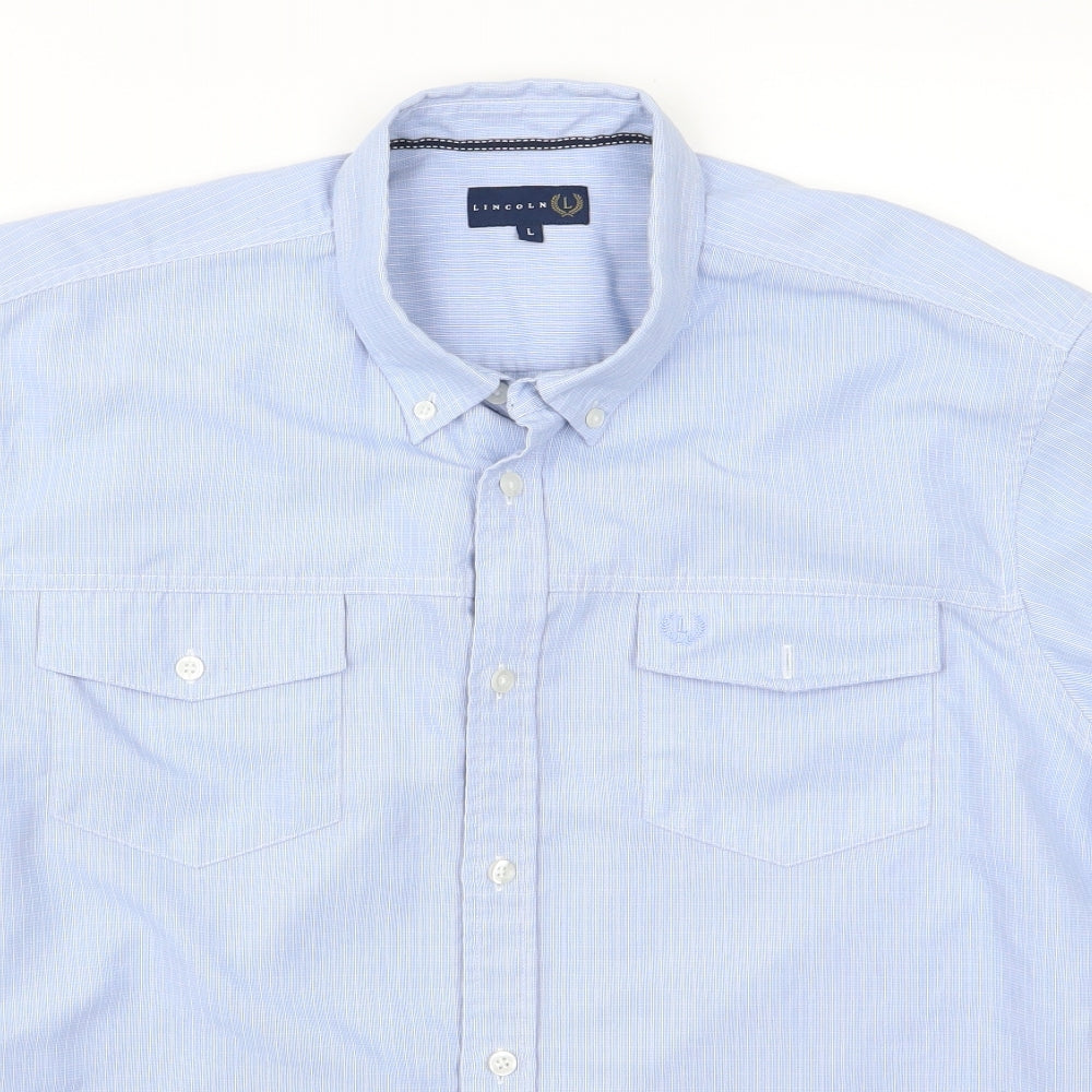 licoln Mens Blue Striped   Polo Size L