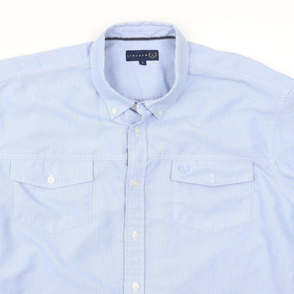 licoln Mens Blue Striped   Polo Size L