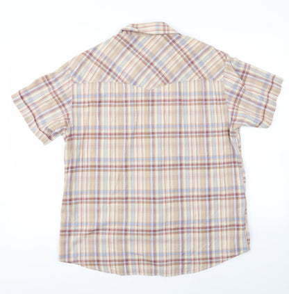 Mens UK Size L Blue Harbour Beige  Button-Up Short Sleeve Casual Shirt