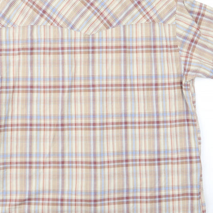 Mens UK Size L Blue Harbour Beige  Button-Up Short Sleeve Casual Shirt