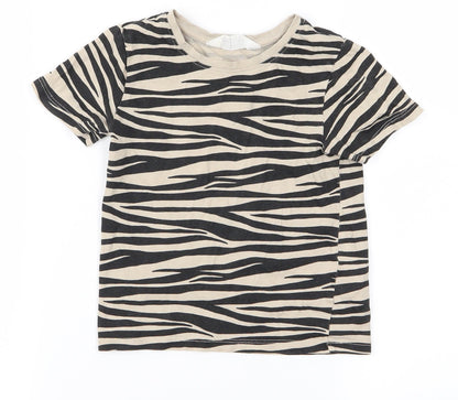 H&M Boys Beige Animal Print  Basic T-Shirt Size 2 Years