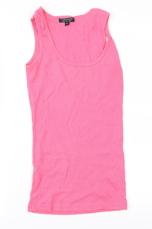 Womens UK Size 8 Topshop Pink Basic T-Shirt