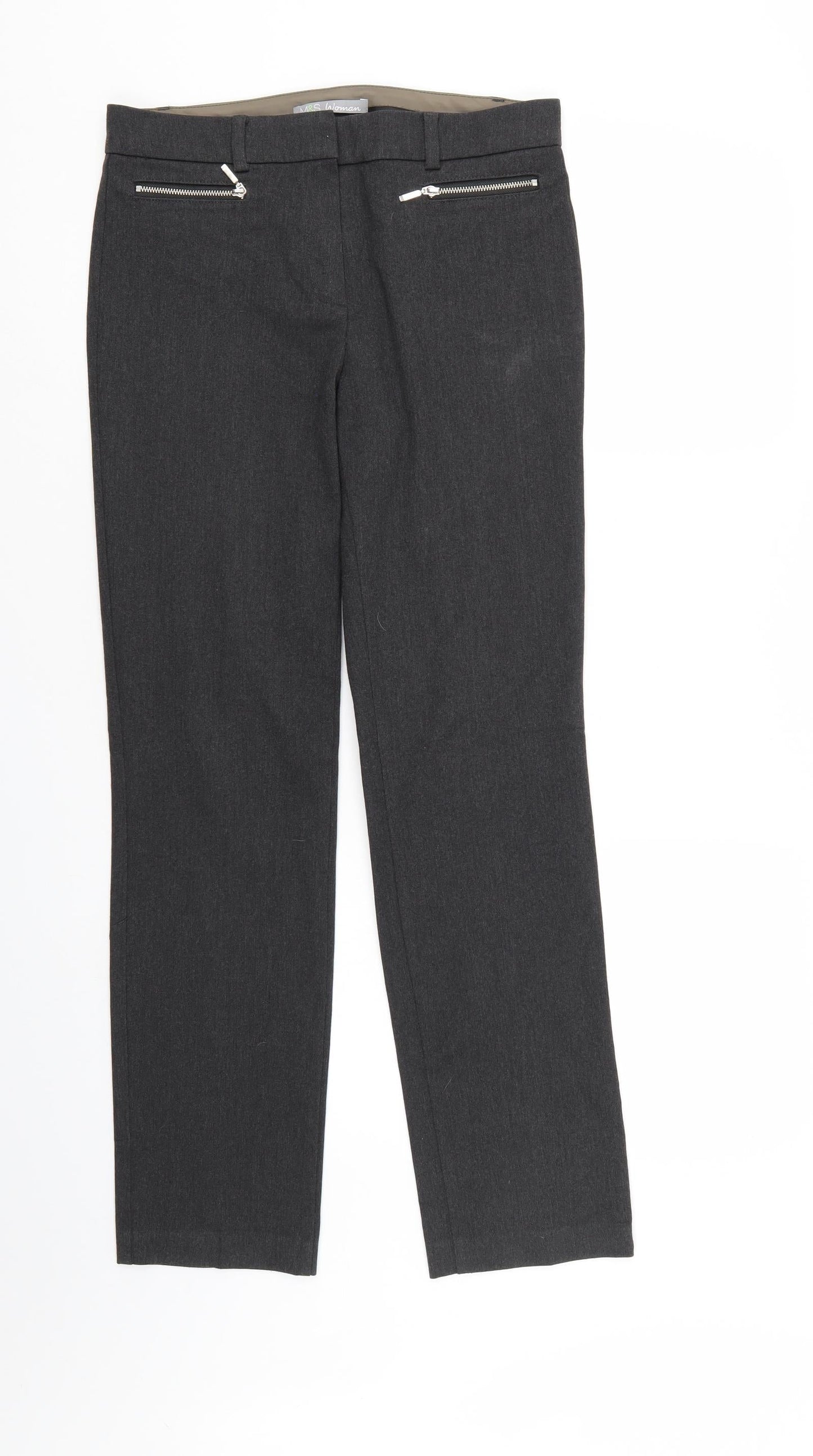 M&S Womens Grey   Trousers  Size 8 L28 in