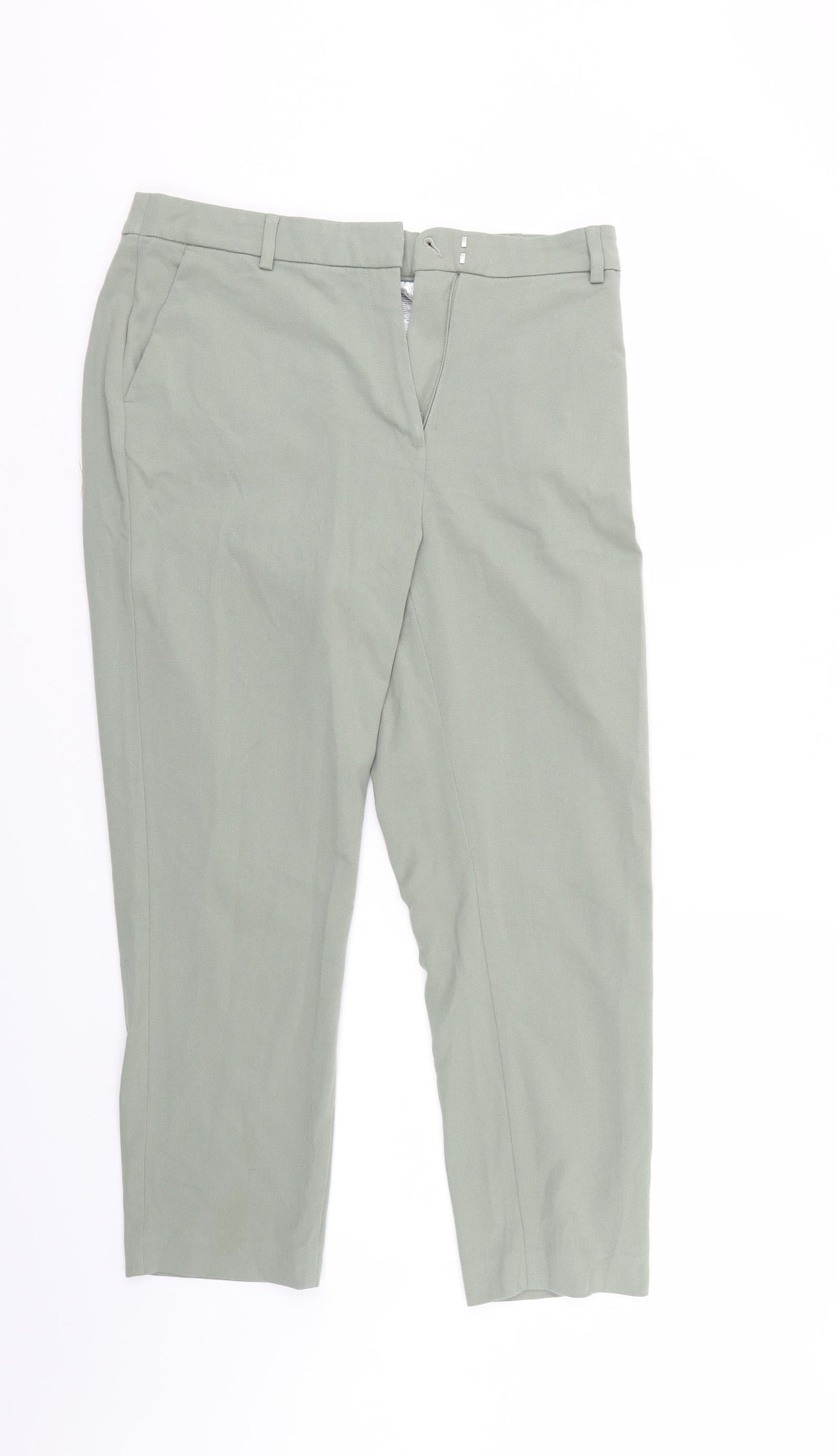 M&S Womens Green   Trousers  Size 12 L26 in - Elastic Waist
