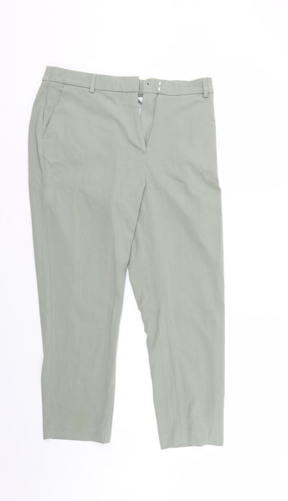 M&S Womens Green   Trousers  Size 12 L26 in - Elastic Waist
