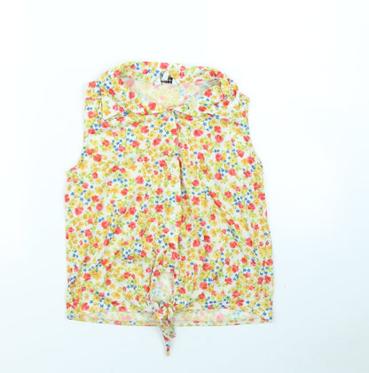 Womens UK Size 8 New Look Yellow Basic Button-Up
