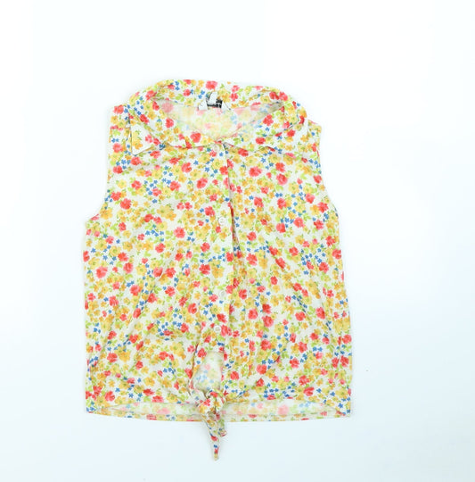 Womens UK Size 8 New Look Yellow Basic Button-Up
