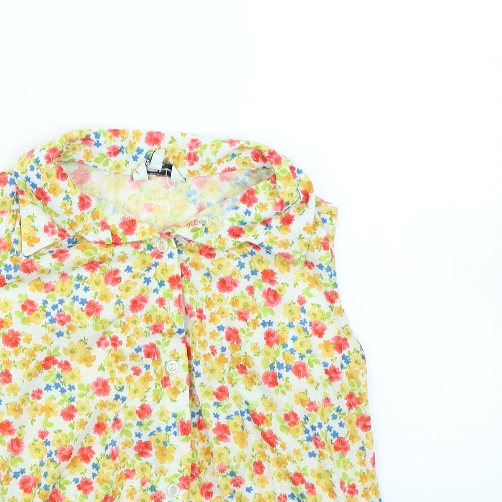 Womens UK Size 8 New Look Yellow Basic Button-Up