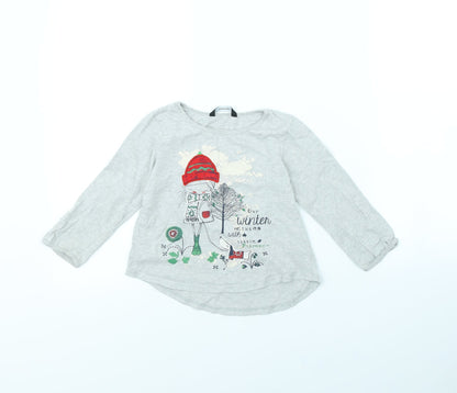 George Girls Grey   Basic T-Shirt Size 4 Years