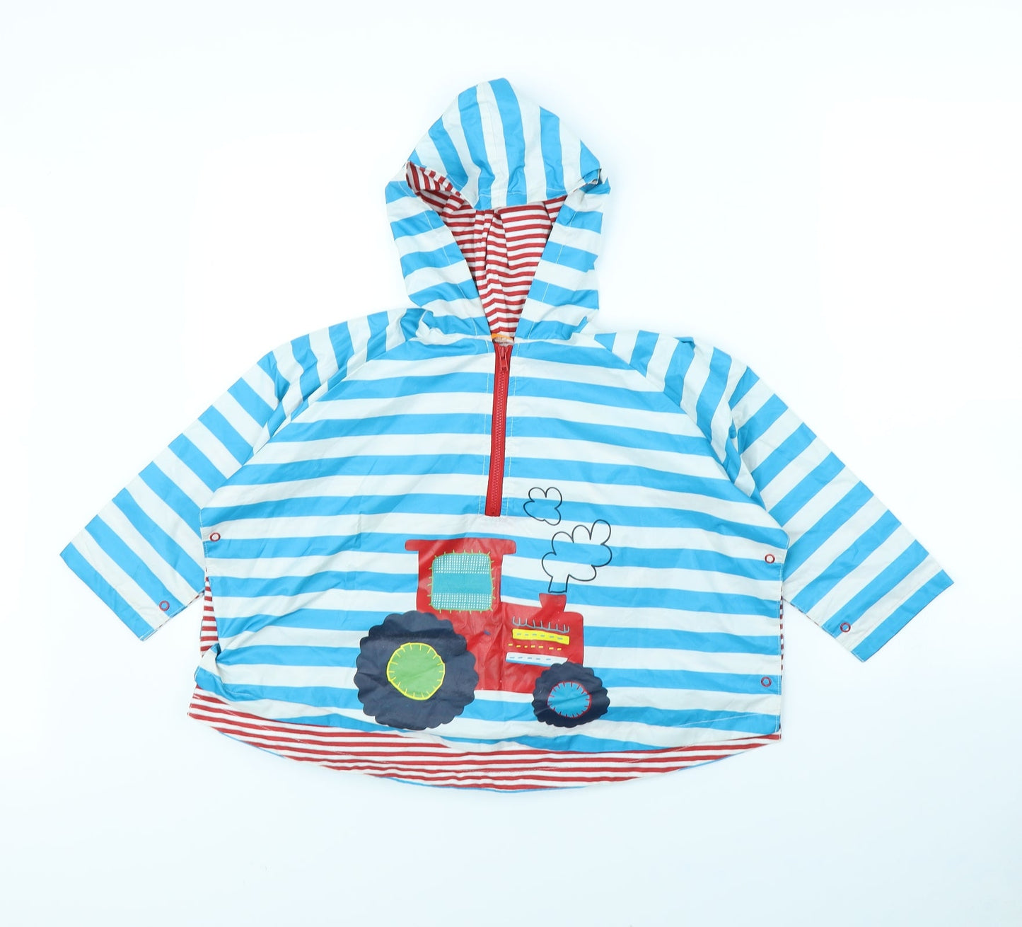 Mini Mode Boys Blue Striped  Rain Coat Coat Size 4 Years