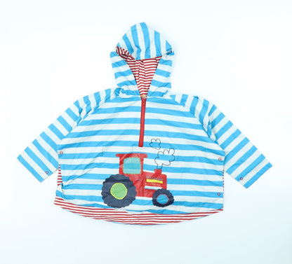 Mini Mode Boys Blue Striped  Rain Coat Coat Size 4 Years