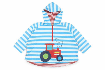 Mini Mode Boys Blue Striped  Rain Coat Coat Size 4 Years