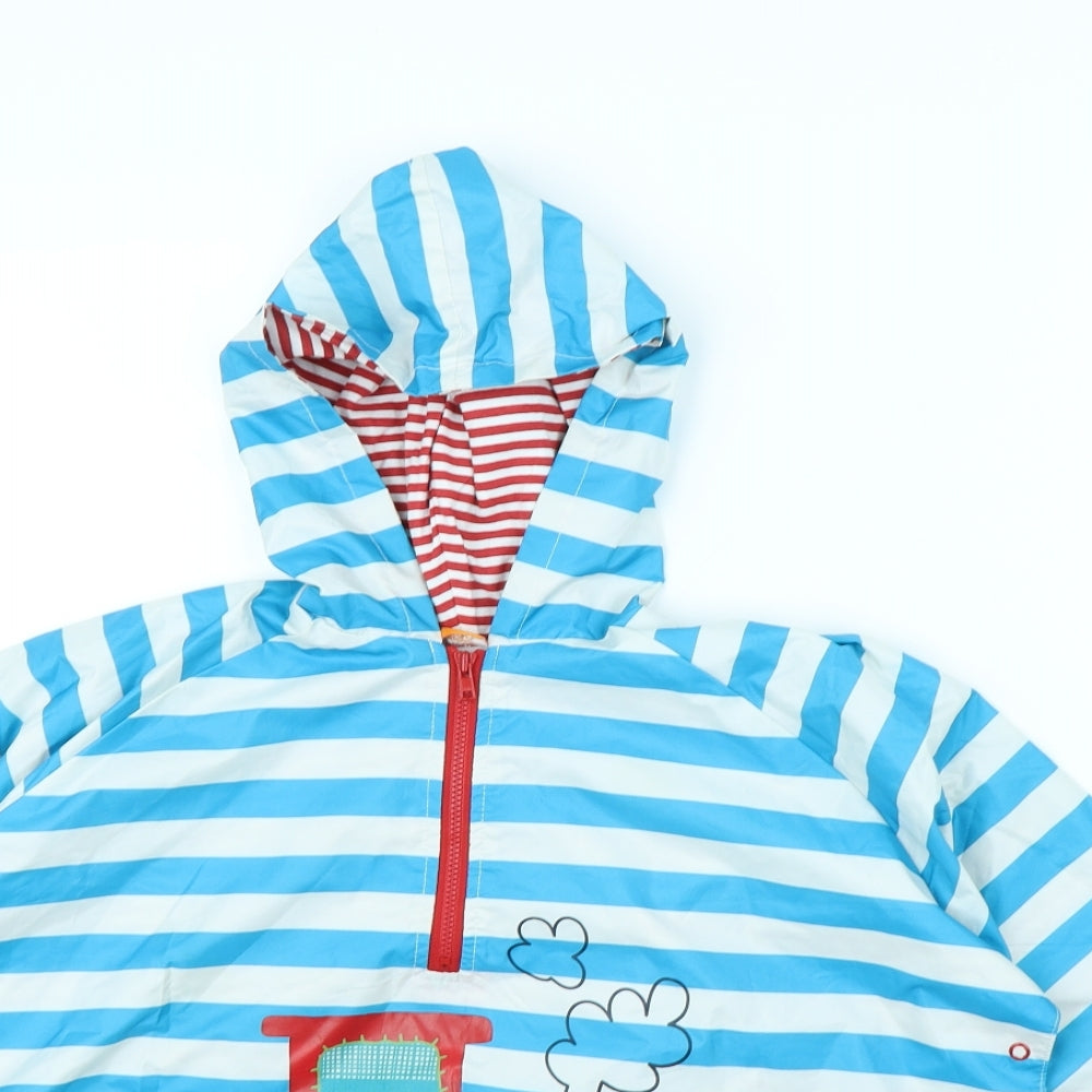 Mini Mode Boys Blue Striped  Rain Coat Coat Size 4 Years