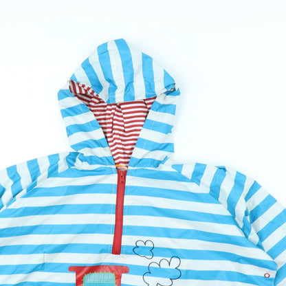 Mini Mode Boys Blue Striped  Rain Coat Coat Size 4 Years