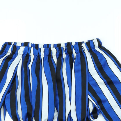 Ayanapa Womens Blue Striped  Basic Blouse Size 12