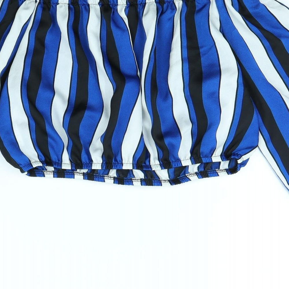 Ayanapa Womens Blue Striped  Basic Blouse Size 12