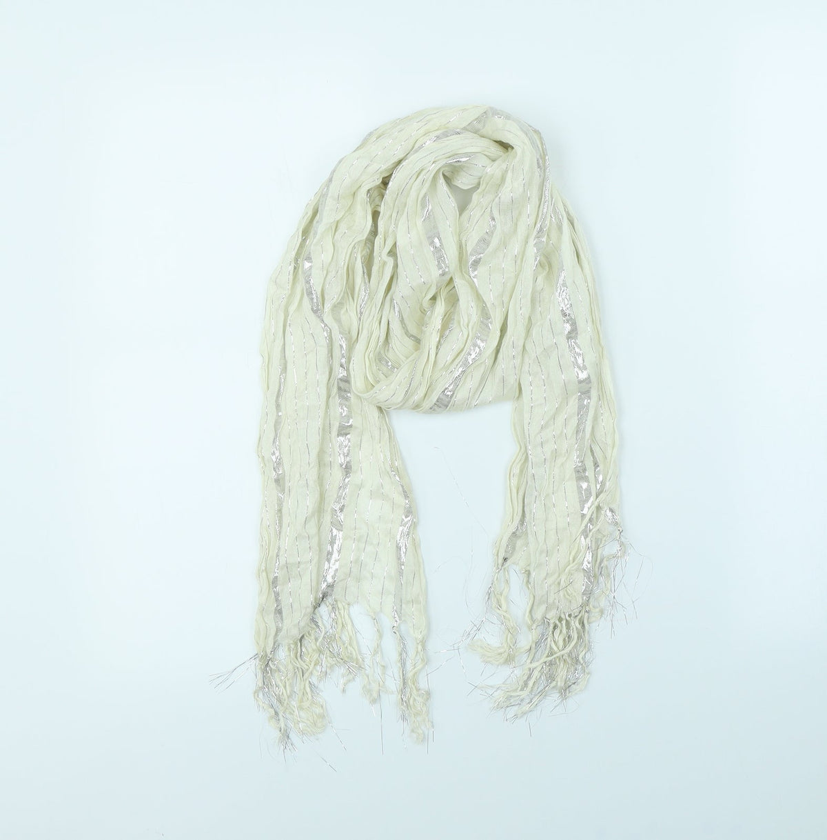 Preworn Womens Yellow Striped   Scarf