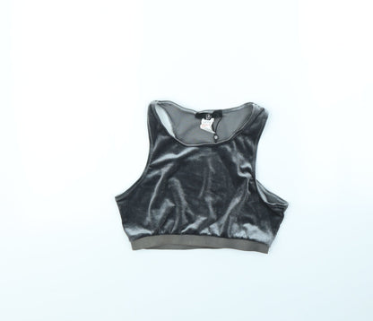 Womens UK Size 10 Missguided Grey Basic T-Shirt