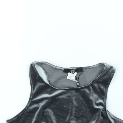 Womens UK Size 10 Missguided Grey Basic T-Shirt