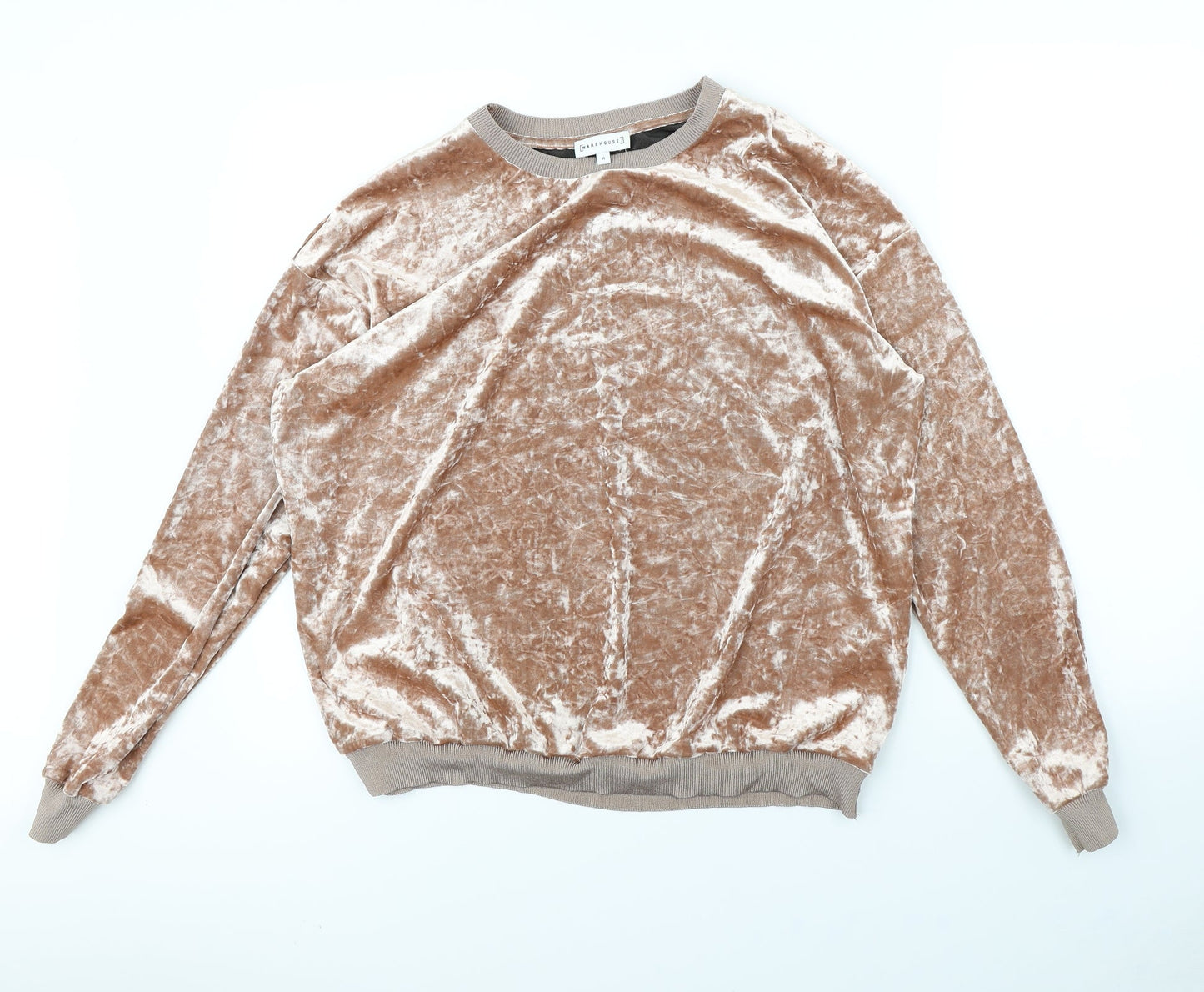 Warehouse Womens Pink  Velvet Pullover Jumper Size M