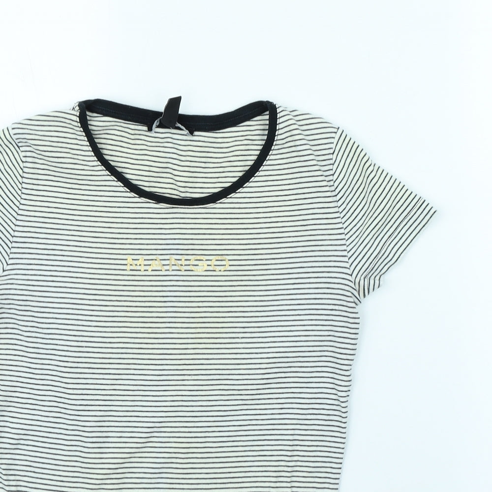 Womens UK Size M Mango White Basic T-Shirt