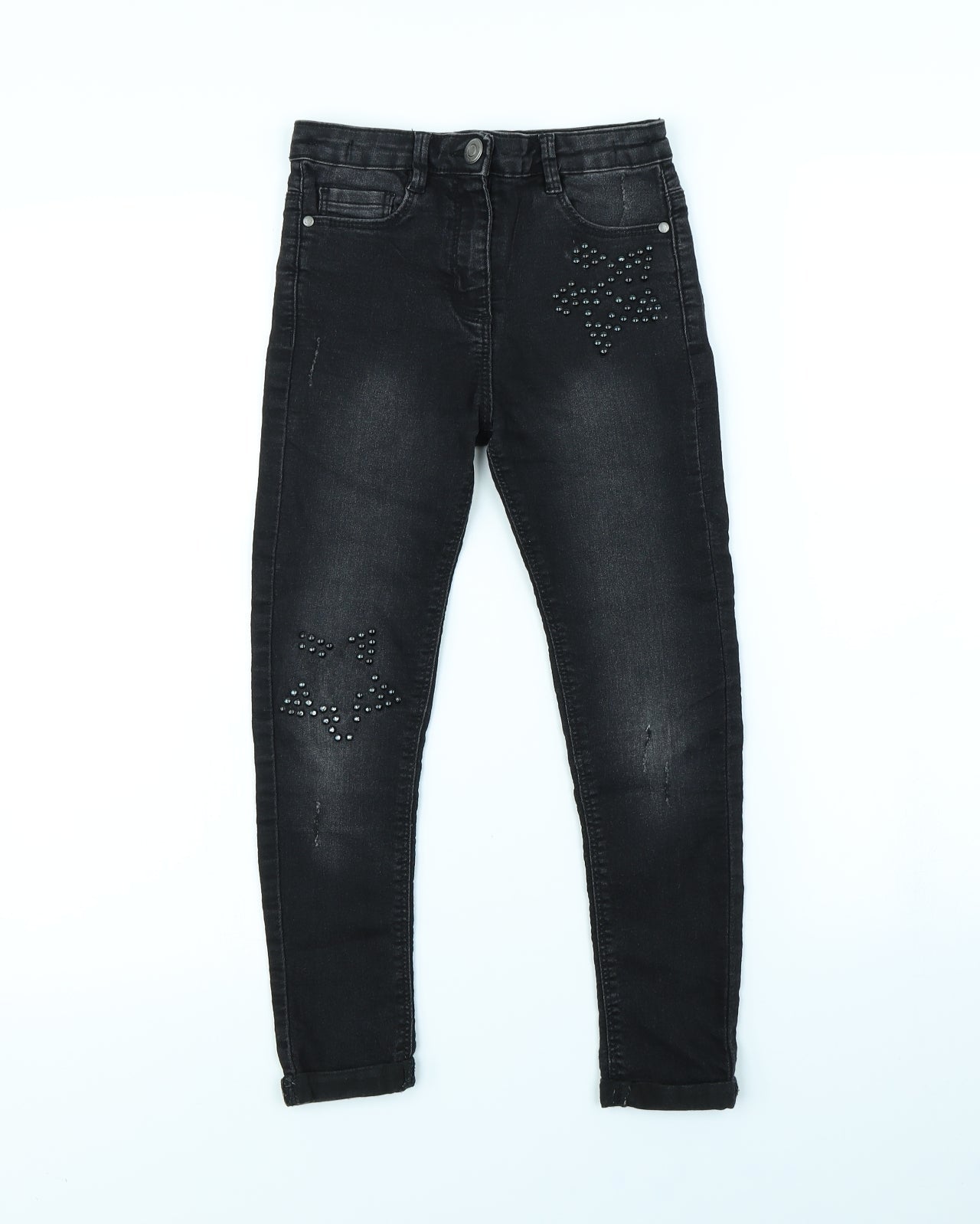 Preworn Girls Black   Skinny Jeans Size 8 Years