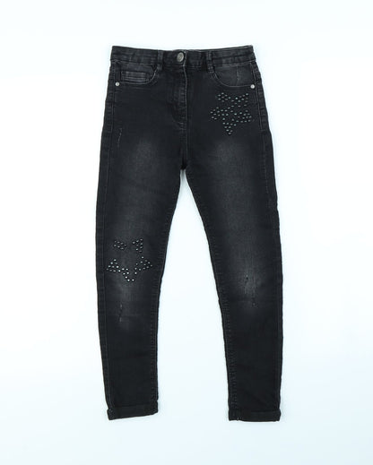 Preworn Girls Black   Skinny Jeans Size 8 Years